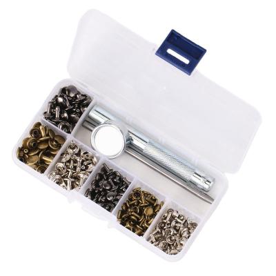 China 120 set decorative rivets/packs of metal tubular metal decor leather repair rivets with repair tool kit for sale