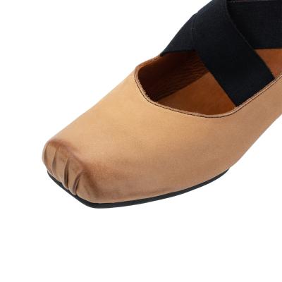 China Miscellaneous Ballet / Causual Promotional Goods Using Ballet Square Toe Leather Web Cross Flats for sale