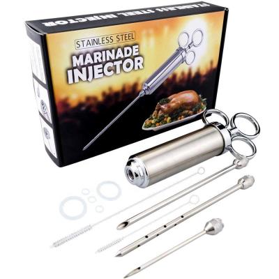 China Viable Stainless Steel Meat Injector BBQ Turkey Meat Seasoning Injector BBQ Cooking Tools for sale