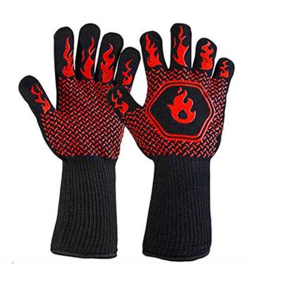 China Wholesale Durable Aramid Kitchen BBQ Oven Mitts 932f Grill BBQ Extreme Heat Resistant Gloves For Cooking for sale