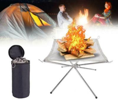 China Folding Outdoor Camping Steel Charcoal Heater Portable With Carrying Bag Mesh Fire Pit Rack Stainless Wood Frame BBQ Stove for sale