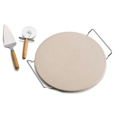 China Sustainable Design Pizza Accessories Circular Pizza Stone Set High Temperature Resistant Pizza Stone for sale