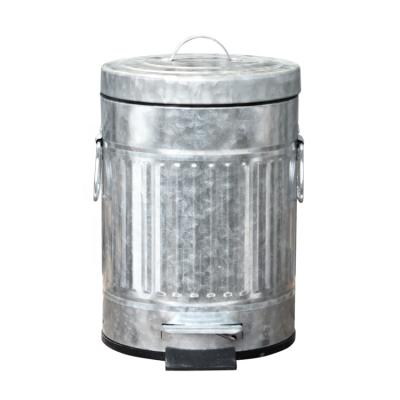 China Viable Original Color Round Household Iron Rubbish Bin With Plastic Inner Bucket Bin for sale