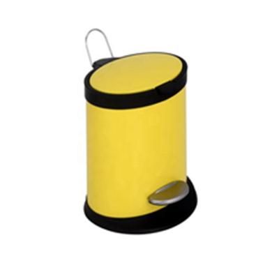 China Durable Powder Coating Waste Bin Rectangle Soft-end Trash Can Metal Foot Pedal Oval Rubbish Bin With Lid For Home for sale