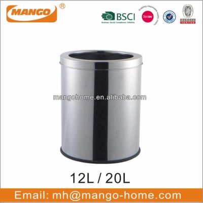 China Stainless Steel Sustainable Round Waste Open Top Trash Can for sale