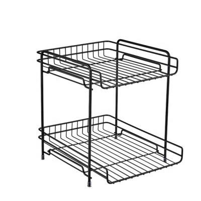 China 2 Layers Metal Kitchen Wire Storage Metal Rack Spice Rack File Rack Modern Magazine Rack Viable for sale