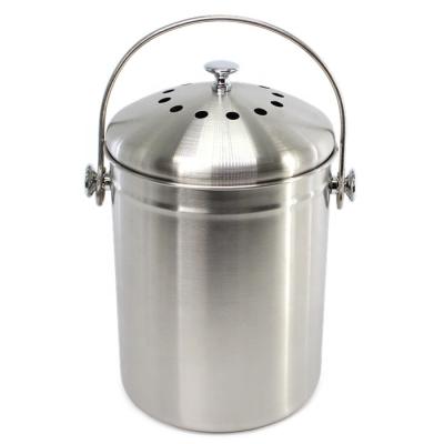 China Sustainable Fashion Kitchen Stainless Steel Modern Compost Bin For Waste Compost Bucket Kitchen Countertop Compost Bucket for sale