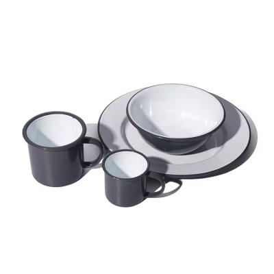 China Homecook enamel utensils enamel stocked soup bowl set enamel round dish cup bowl dish dinner set enamel cups and dishes coffee mug for sale