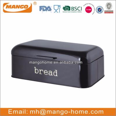 China Freshness Preservation Black Powder Coating Metal Black Bread Bin for sale