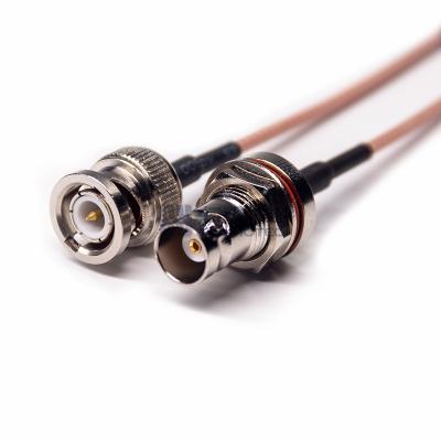 China Bulkhead / Front Bulkhead Rear Flange BNC / 4 Hole Cable To Male Connector For RG58 RG59 RG174 RG316 UHF Plug SMA SMB NF Coaxial Crimp CCTV With RF Cables thread for sale