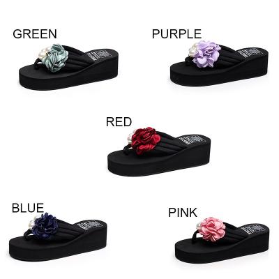 China Comfortable Flip Flops Fashion Summer Comfortable\Durable\Breathable\Lightweight Printed Flower High Heel Slip Resistant Slippers For Women for sale