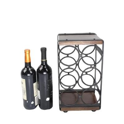 China Sustainable 552-7 Wood Countertop 6 Bottles metal Wine Holder Rack no need assembly for sale