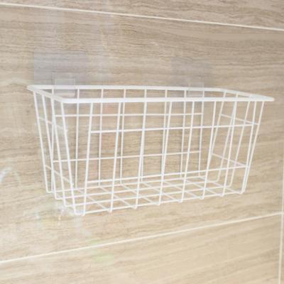 China Wholesaler&OEM 551-41A Kitchen Organizer Wall Decor White Metal Storage Bin Viable Basket For Sundries for sale