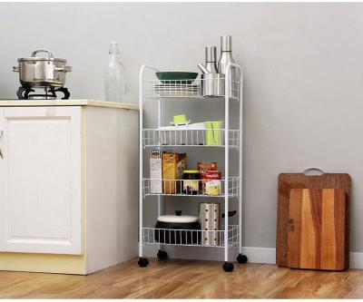 China Multi-functional 123-38 Sustainable Household 4 Tier Metal Kitchen Storage Shelf Rack With Wheels for sale