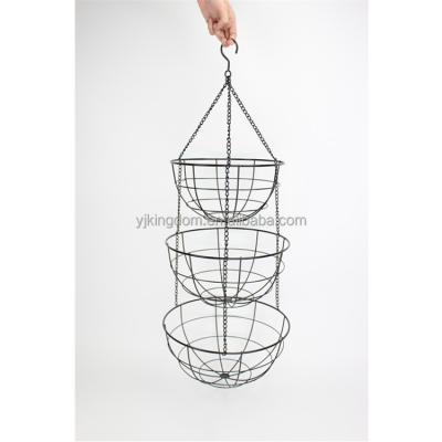 China 3 Tier 550-58A Viable Modern Black Wire Hanging Fruit Basket for sale