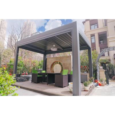 China All aluminum alloy pavilion 2023 New Arrivals Outdoor Hardtop Automatic Folding Gazebo Electric louver pavilion for sale