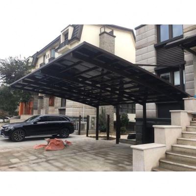 China Aluminum alloy and polycarbonate 2023 China Garage Aluminium Car Inclined tie rod carport  With Skylight Roof for sale