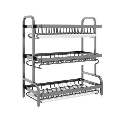 China Sustainable Stainless Steel Kitchen Dish Draining Rack Multi Functional Tableware Storage Rack Household Kitchen Storage Rack for sale