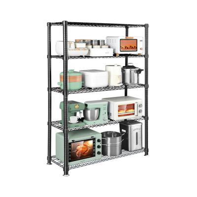 China New Design Household 5 Tier Metal Kitchen Storage Rack Multi Layer Kitchen Rack Organizer Holder Living Rack for sale