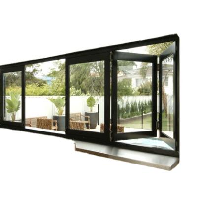 China Folding Screen Energy Saving Australia Certificated Double Glass Aluminum Bi-fold Windows With Factory Direct Cheap Price for sale