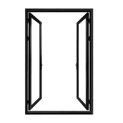 China Compact Structure Premium Modern Front Thin Frame Entry Screen Quality Casement Folding Bulletproof Glass Aluminum Door for sale