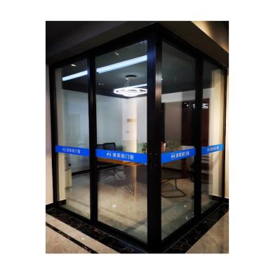 China AS-2047 Direct Magnetic Screen Factory Certified Aluminum Framed Double Glass Corner Sliding Door for sale