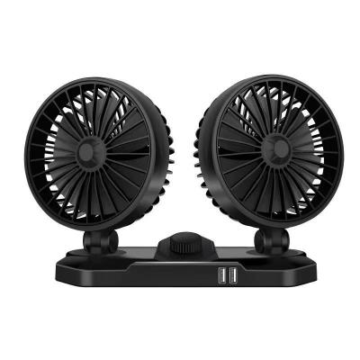 China Force Cooling Dual Headed 12V 24V Car Fan Fan with Rotatable USB for sale