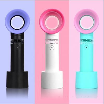 China Handy Mini USB Bladeless Fan Desktop USB Rechargeable Bladeless Dryer Portable USB Mini Fan Eyelash Handheld Cooling for sale