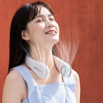 China Portable USB LED Rechargeable Fan Sports Fan Mini LED Fan Earphone Hand Fan Design Personal Face Free Necklace Free for sale