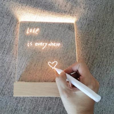 China New-designed Acrylic Writing Erase Board Note Tablet Whiteboard with Wooden Stand Acrylic Dry Erase Board with Light for sale