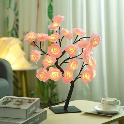 China Modern Decorative Indoor Lighting LED Rose Table Lamp Rose Blossom Tree Desk Lamp Night Lamp Valentines Gifts LED for sale