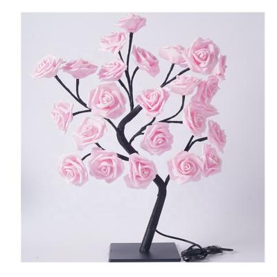 China Modern Decorative Indoor Lighting Decor For Home Wedding LED Table Lamp Decoration Night Desk Light Rose Flower Tree Light Party Rose for sale