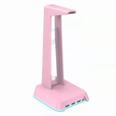 China Portable RGB RGB Pink Desktop PC Show USB Charging Headphones Stand Gaming Headset Stand RGB for sale