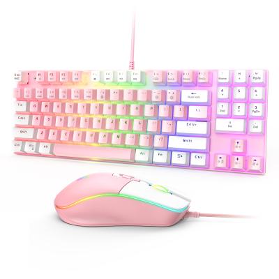 China Onikuma 89 Mechanical Switch Blue Gamer Key Mechanical Switch Combos Wired Gaming Pink Mechanical Keyboard and Mouse for sale