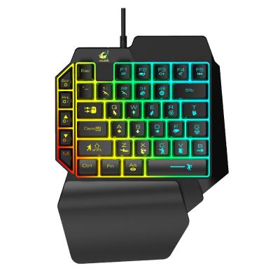 China Amazon Plug And Play Hot Selling Plug And Play Backlight 39 Key Colorful Wired Mini One Hand Gaming Keyboard For Mobile Phone for sale