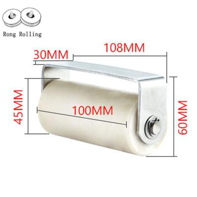 China Sliding guide nylon wheel diameter 45mm, thickness 100mm, with 201 stainless steel material support with 2pcs 6000RS bearings. Nylon roller 45x100 for sale