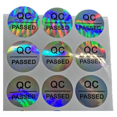 China Waterproof Laser Color-Changing QC PASS Label 25mm Self Adhesive Waterproof Sticker for sale