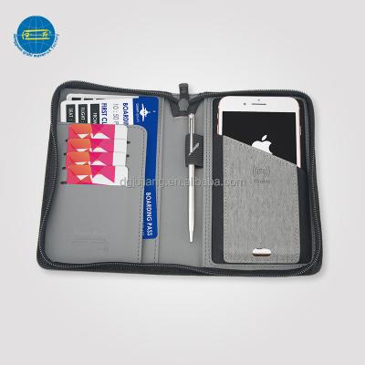 China Wireless charging power bank passport holder travel wallet charging power bank passport holder travel wallet radio for sale