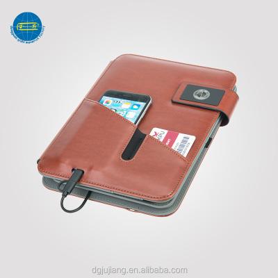 China 2018 New Items A5 PU Leather Portable Folder With Power Bank And USB for sale