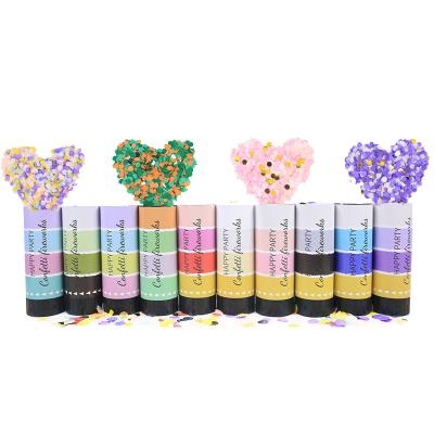 China Small Paper Graduation Party Hand Held Fireworks Sets Decoration Colorful Birthday Paper Spray Flower Tube Confetti Push Pop for sale