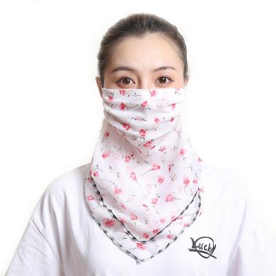 China Polyester Printed Chiffon Scarf Mask Sunscreen Veil Shade Riding Mask Dust Variety Scarves for sale