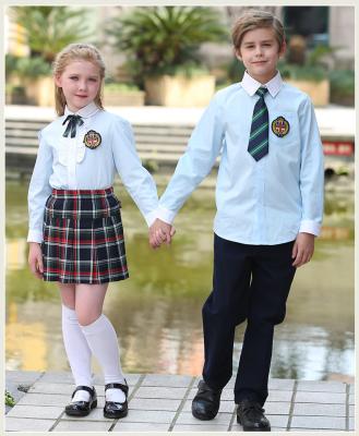 China New English school uniform customization 2020 style primary school school uniform dress T-shirt school girl uniform for sale