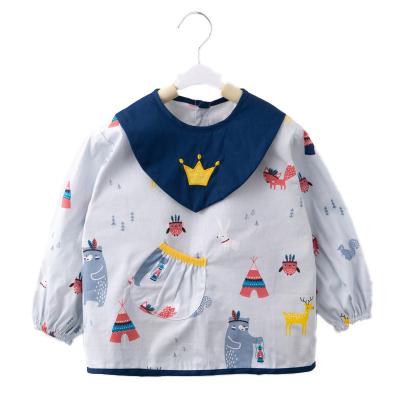 China New baby shirt pure cotton long sleeve apron painting coat winter autumn baby bib waterproof reverse children dressing cooling dining for sale