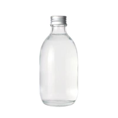 China Empty Beverage Clear 350ml 500ml Boston Round 280ml Glass Clear Beverage Bottles for sale