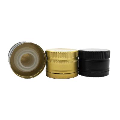 China Pilfer Proof 31.5x24mm Pre-pour Olive Oil Packaging Aluminum Caps With Plastic Fittings, 31.5mm Screw Aluminum Cap for sale