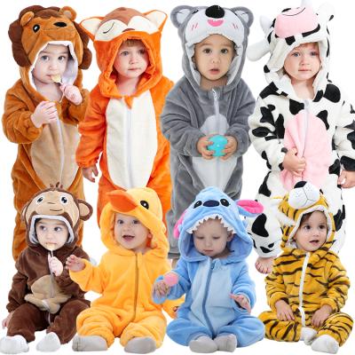 China MICHLEY Flannel Customize Halloween Hooded Girls Winter Kids Overalls Boys Costume Animal Baby Boy Rompers for sale