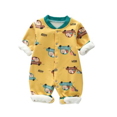 China Autumn Rompers Girls Kids Warm Velvet Clothes Newborn 100% Baby Plus Polyester Michley Cartoon Design Onesie for sale