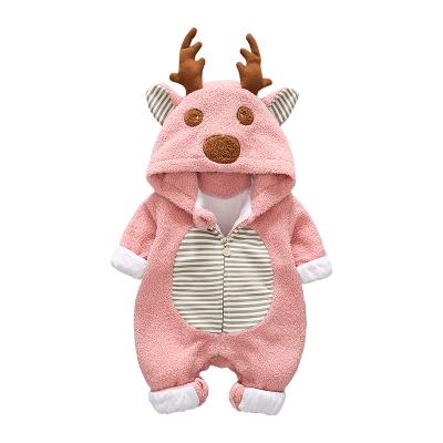 China 100% Cotton Michley OEM Sika Deer Hooded Long Sleeve Baby Clothes Cotton Winter Christmas Babies Rompers for sale