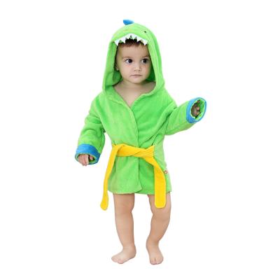 China QUICK DRY Dinosaur MICHLEY Green Dinosaur Newborn Long Sleeve Baby Beach Towel for sale