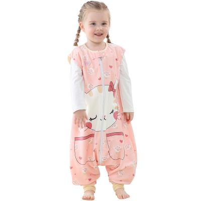 China Michley Breathable Pajamas Kids Cartoon Cat Anti-Kick Sleepwear Baby One Piece Sleeping Bag for sale